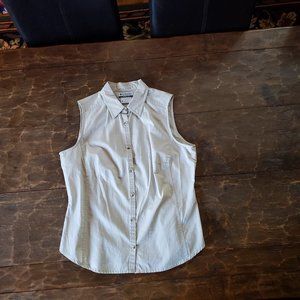 Columbia Khaki Button Down Sleeveless Shirt L